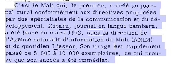 Thinking about the Bambara language newspaper Kibaru and its founding