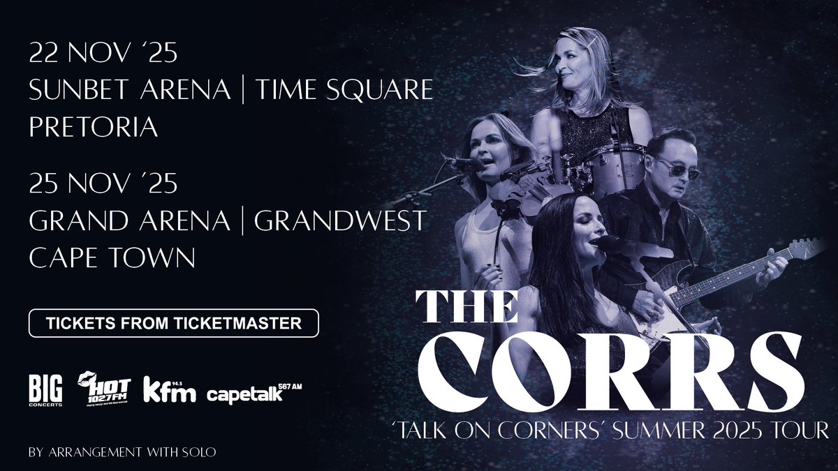 CorrsOfficial's tweet photo. Tickets to our dates in South Africa are ON SALE NOW https://t.co/ecTkxbk6ru 🇿🇦 https://t.co/daLqlk3dwB