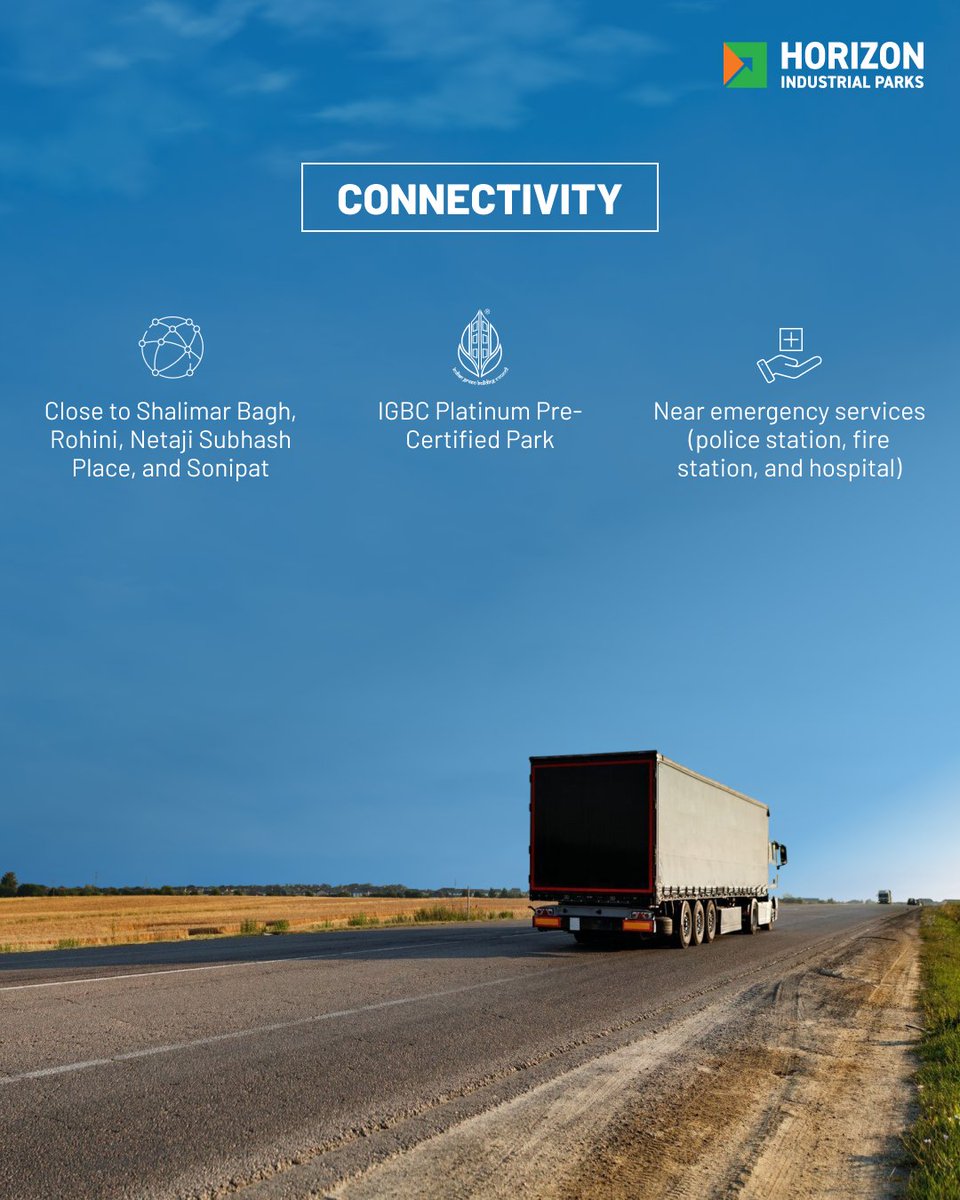 horizon_parks's tweet image. Horizon Urban Logistics Park Delhi I offers seamless access to North &amp;amp; West Delhi, ideal for urban logistics &amp;amp; last-mile delivery. IGBC Platinum-rated, sustainable &amp;amp; scalable. 

Contact Saaransh Billa: +91 99588 64756.

#HorizonIndustrialParks #UrbanLogistics #IGBCPlatinum