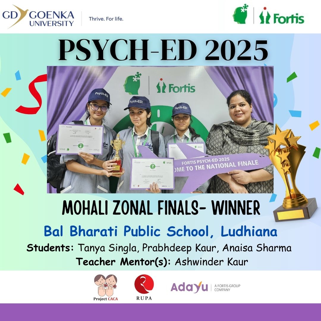 fortismentalhealth (@fortis_mhbs) on Twitter photo #PsychED2025
The winner for the Mohali Zonal Finals is-
Bal Bharati Public School, Ludhiana
Congratulations to the winners!
<a href="/goenka_univer/">GD Goenka University</a>
<a href="/projectcaca/">Children Against Child Abuse</a>
<a href="/Rupa_Books/">Rupa Publications</a>
#Adayu A Fortis Group Company
<a href="/fortis_hospital/">Fortis Healthcare</a> #PsychED2025
The winner for the Mohali Zonal Finals is-
Bal Bharati Public School, Ludhiana
Congratulations to the winners!
<a href="/goenka_univer/">GD Goenka University</a>
<a href="/projectcaca/">Children Against Child Abuse</a>
<a href="/Rupa_Books/">Rupa Publications</a>
#Adayu A Fortis Group Company
<a href="/fortis_hospital/">Fortis Healthcare</a>