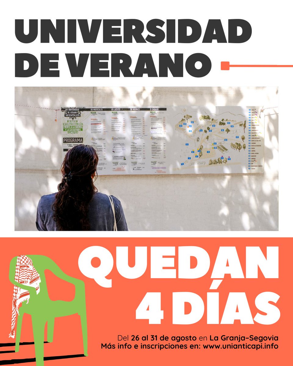 En 4 días arranca la Universidad de Verano Anticapitalista.

Puedes ver todo el programa e inscribirte en unianticapi.info