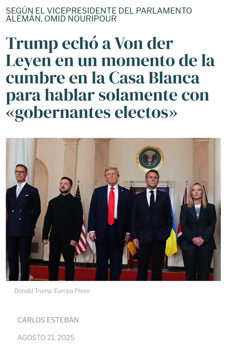 Es un crack o no es un crack este Trump???. 😂😂

Von der Leyen, es alguien que manda mucho y que ha sido elegida por unos cuantos amiguetes que son igual que ella. A los ciudadanos europeos no nos ha preguntado nadie.🤷🏻‍♂️