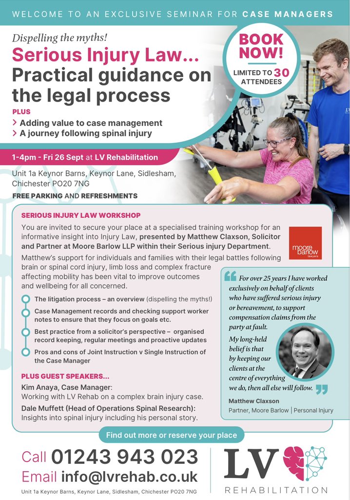 SEABIF (@seabif) on Twitter photo Details below of a fantastic event organised by <a href="/LVRehabilitati1/">LV Rehabilitation</a> supported by excellent speakers 👏👏👏
#Braininjury #Sci #CaseManagers <a href="/UKABIF/">United Kingdom Acquired Brain Injury Forum</a> <a href="/HeadwayUK/">Headway - the brain injury association</a> <a href="/cmsocietyuk/">Case Management Society UK (CMSUK)</a> <a href="/AspireCharity/">Aspire</a> <a href="/spinalinjuries/">Spinal Injuries Association</a> <a href="/backuptrust/">Back Up</a> Details below of a fantastic event organised by <a href="/LVRehabilitati1/">LV Rehabilitation</a> supported by excellent speakers 👏👏👏
#Braininjury #Sci #CaseManagers <a href="/UKABIF/">United Kingdom Acquired Brain Injury Forum</a> <a href="/HeadwayUK/">Headway - the brain injury association</a> <a href="/cmsocietyuk/">Case Management Society UK (CMSUK)</a> <a href="/AspireCharity/">Aspire</a> <a href="/spinalinjuries/">Spinal Injuries Association</a> <a href="/backuptrust/">Back Up</a>