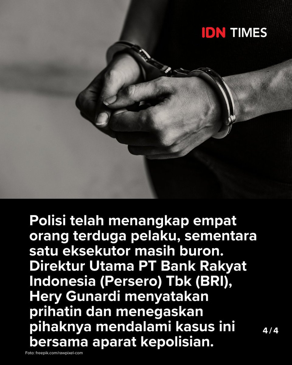 Direktur Utama PT Bank Rakyat Indonesia (Persero) Tbk (BRI), Hery Gunardi, buka suara terkait kasus penculikan dan pembunuhan Kepala Kantor Cabang Pembantu (KCP), Mohamad Ilham Pradipta (35). Diketahui, korban ditemukan tewas di Serang Baru, KDirektur Utama PT Bank Rakyat