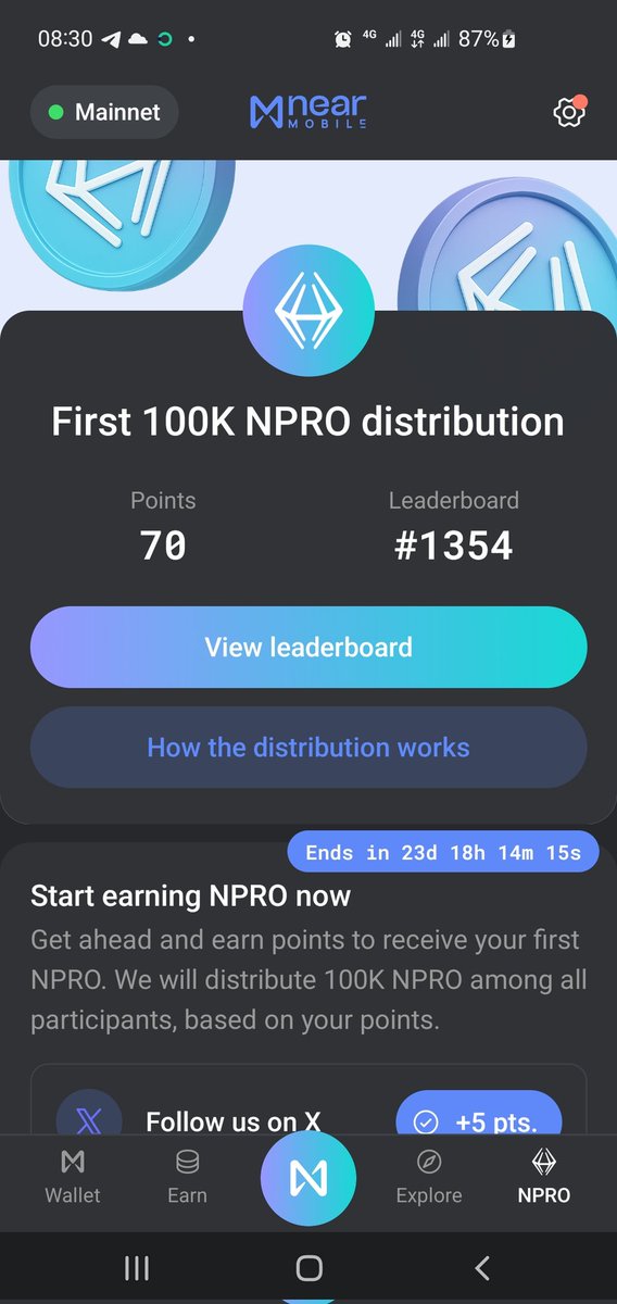Defiscientist1's tweet image. 💫 NEAR Protocol @NEARMobile_app will lauch it&apos;s token $NPRO 

🪂 Airdrop Phase 1 is LIVE — Ends Sept 15

Total supply of $NPRO  is 10M tokens??-- That is so scarce!!!😱😱

Here&apos;s the catch;  You can get a good share of the Free $NPRO

I&apos;ll show you how. Come with 👇👇