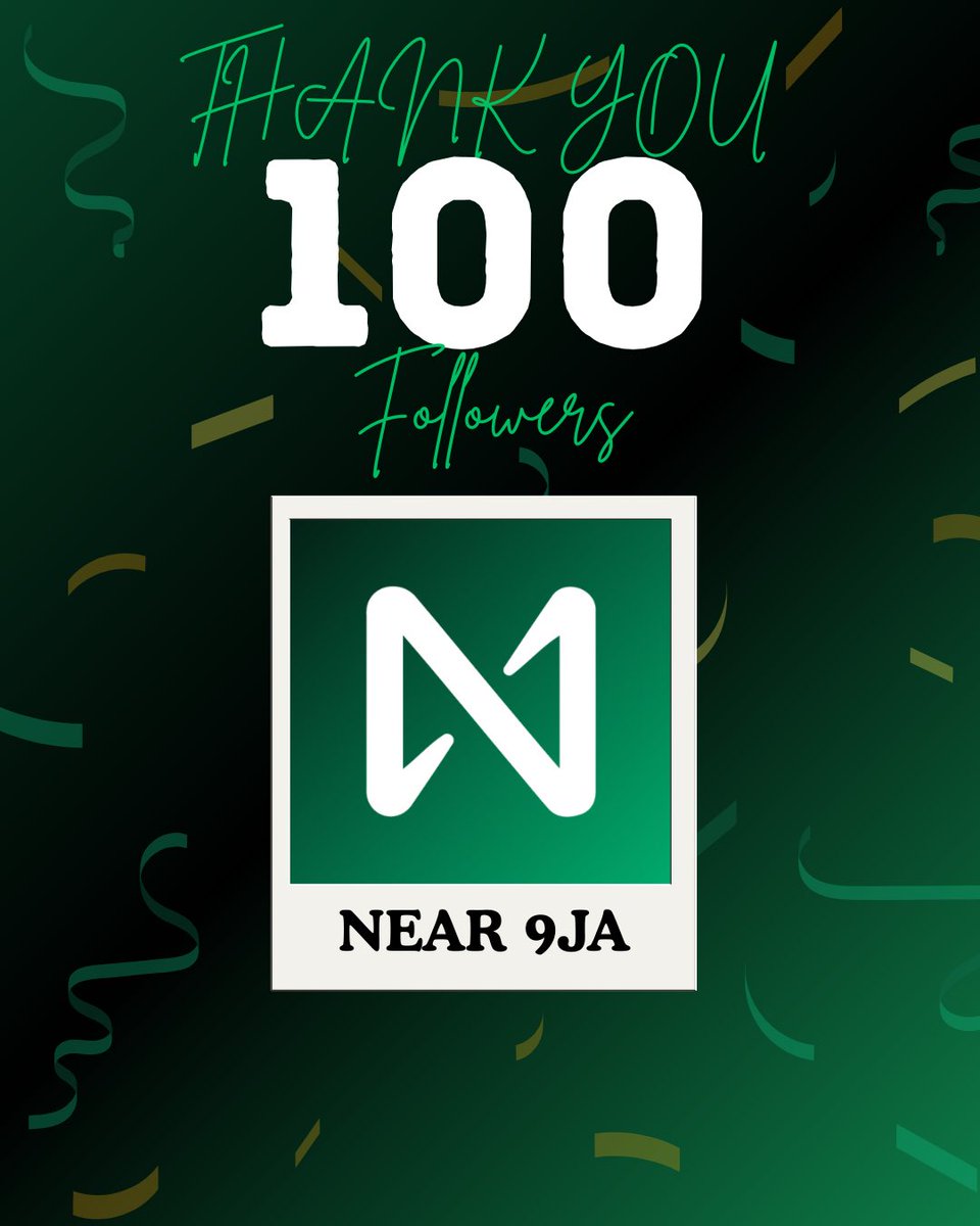 Thank You, NEAR Nigeria Family! 💚

In just 2 days, we’ve hit 100 followers

This is just the beginning, and we’re grateful for the love &amp; support. 🙌

To celebrate, we’re giving out 5 $NEAR 🎁

(1 $NEAR each to 5 lucky winners).

▼