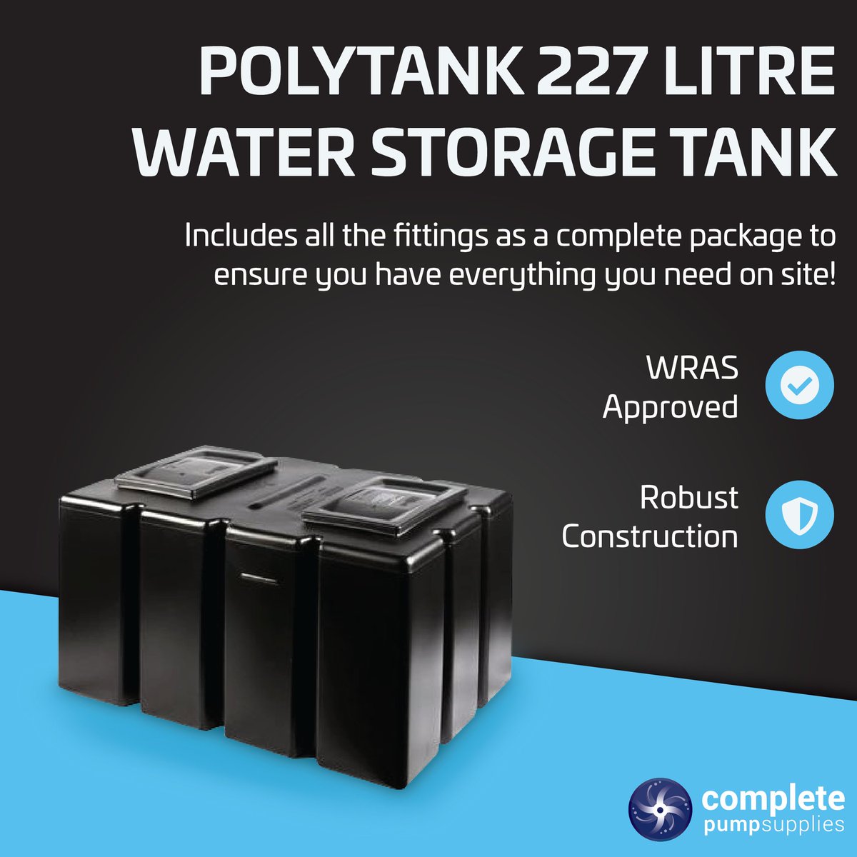 The Polytank 227 litre water tank offers a reliable and high-quality cold water storage solution for a wide range of applications. Includes all the fittings as a complete package to ensure you have everything you need on site.

Shop online today 👉 loom.ly/OXztVc4
