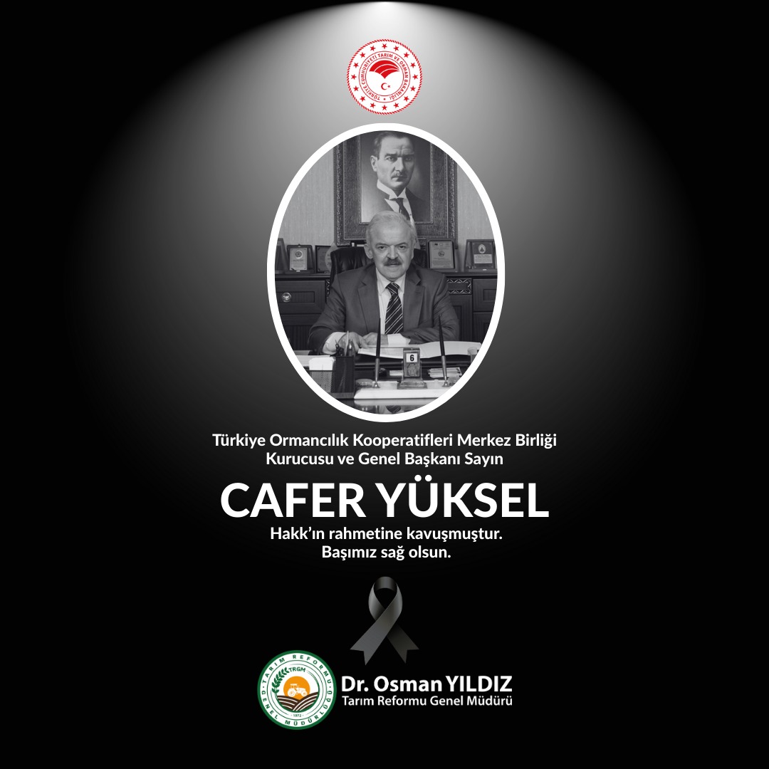 Türkiye Ormancılık Kooperatifleri Merkez Birliği Kurucusu ve Genel Başkanı Sayın Cafer YÜKSEL’in vefatını derin bir üzüntüyle öğrenmiş bulunuyoruz.
Kooperatifçiliğin gelişmesi ve güçlenmesine değerli katkılar sunan merhum Cafer YÜKSEL’i rahmetle anıyor; kederli ailesine,