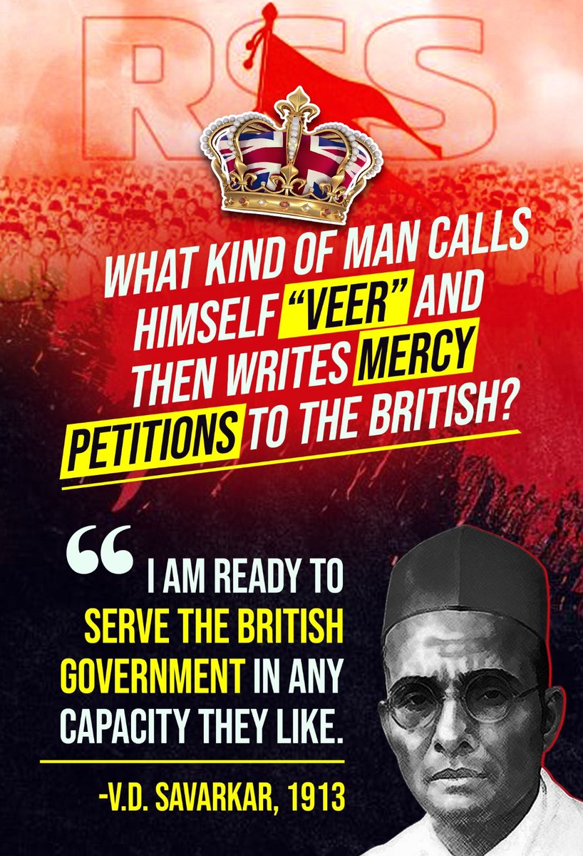 1913 में सावरकर ने कहा था कि मैं ब्रिटिश सरकार में सेवा करने के लिए तैयार हूँ। 

ये कैसे "वीर" थे जो अंग्रेजों को सेवा करने के लिए उत्साहित थे?

#RSS100YearsExposed
