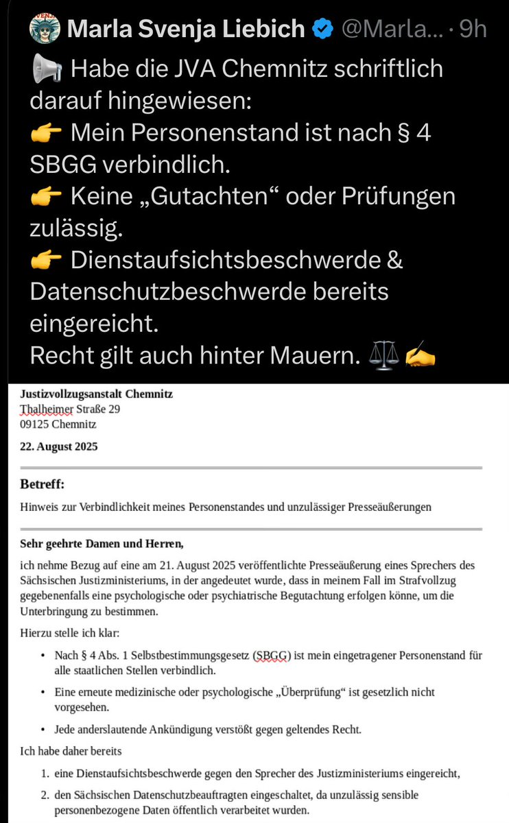 Daniel Eck 🇺🇦 (@eckilepsie) on Twitter photo Was die Ampel uns mit dem SBGG beschert hat, war zwar abzusehen, ist an Dummheit aber nicht zu unterbieten.
Ob Maja oder Svenja oder wer auch immer: Dieses Gesetz ist ungeeignet, gehört umgehend geändert und eine Regelung geschaffen, die die intrinsische Motivation belegen kann. Was die Ampel uns mit dem SBGG beschert hat, war zwar abzusehen, ist an Dummheit aber nicht zu unterbieten.
Ob Maja oder Svenja oder wer auch immer: Dieses Gesetz ist ungeeignet, gehört umgehend geändert und eine Regelung geschaffen, die die intrinsische Motivation belegen kann.