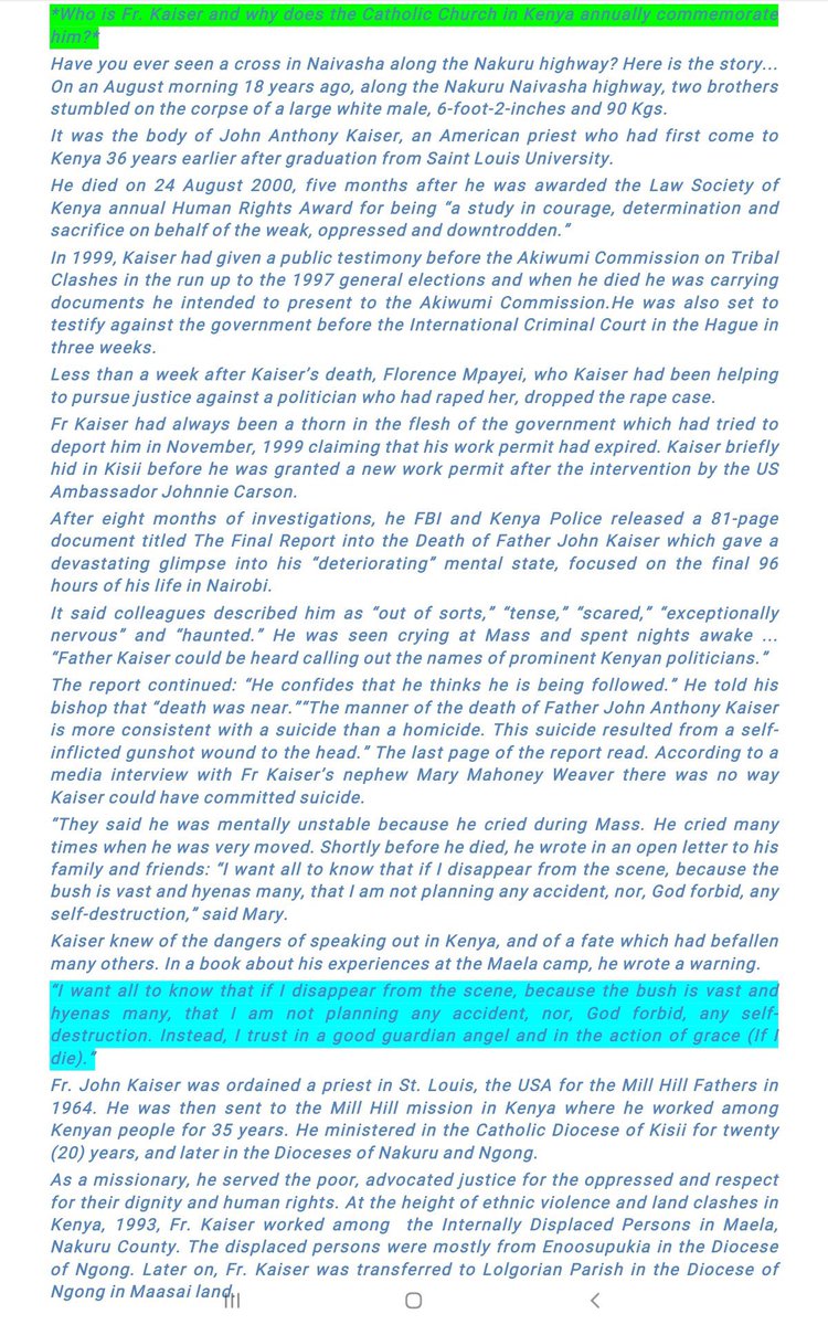 Who is Fr Kaiser and why does the Catholic Church in Kenya annually commemorate him. 
#RememberingKaiser #FrKaiser25Years