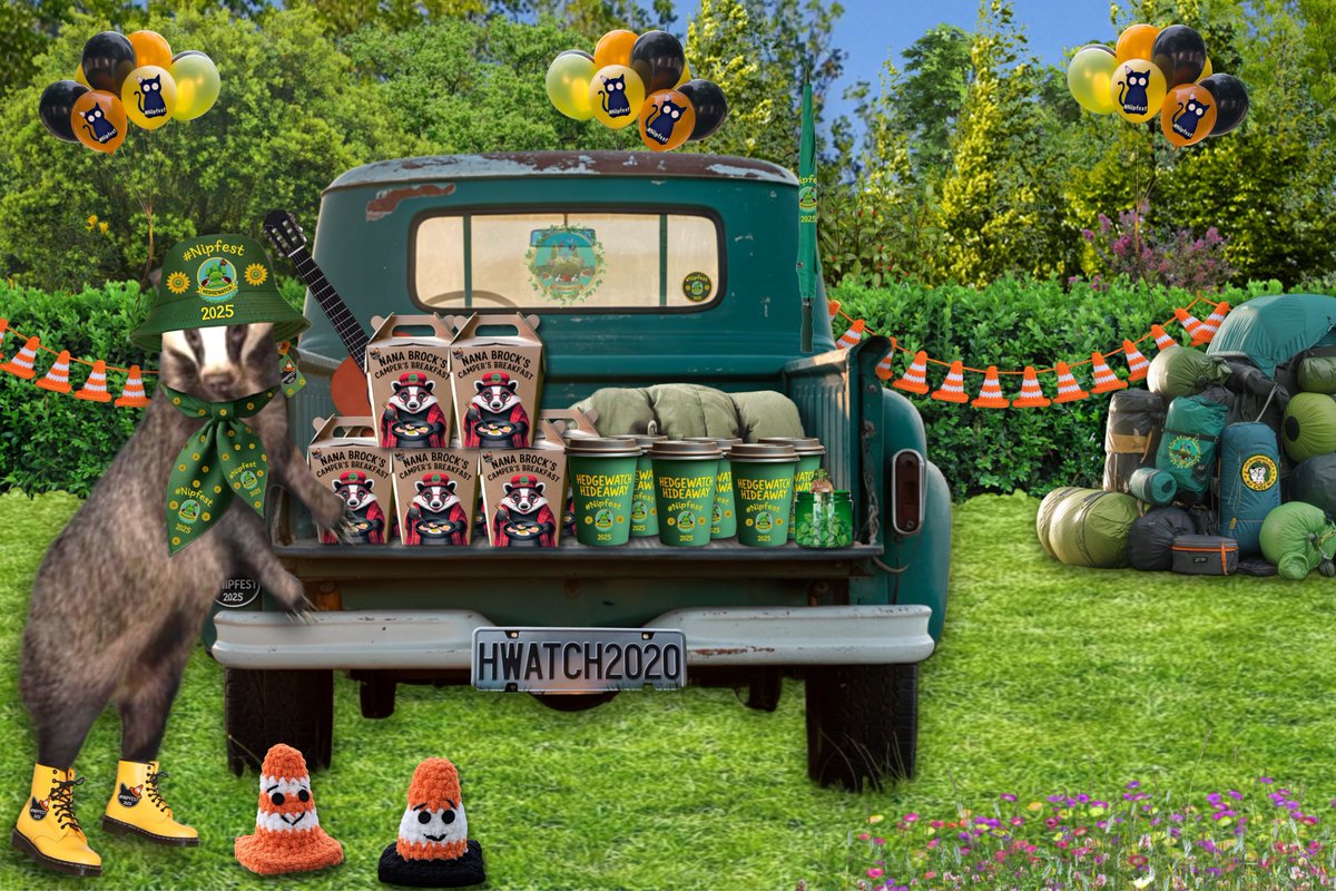Hello  #Hedgewatch.
Brock heard through the hedgevine that there’s crowds waiting for #Nipfest2025 to open, so he’s loaded the truck up with breakfasts. Well, you don’t want to be queuing on an empty stomach do you? 
Have a great day all, hope to see you later at the #HWHideaway