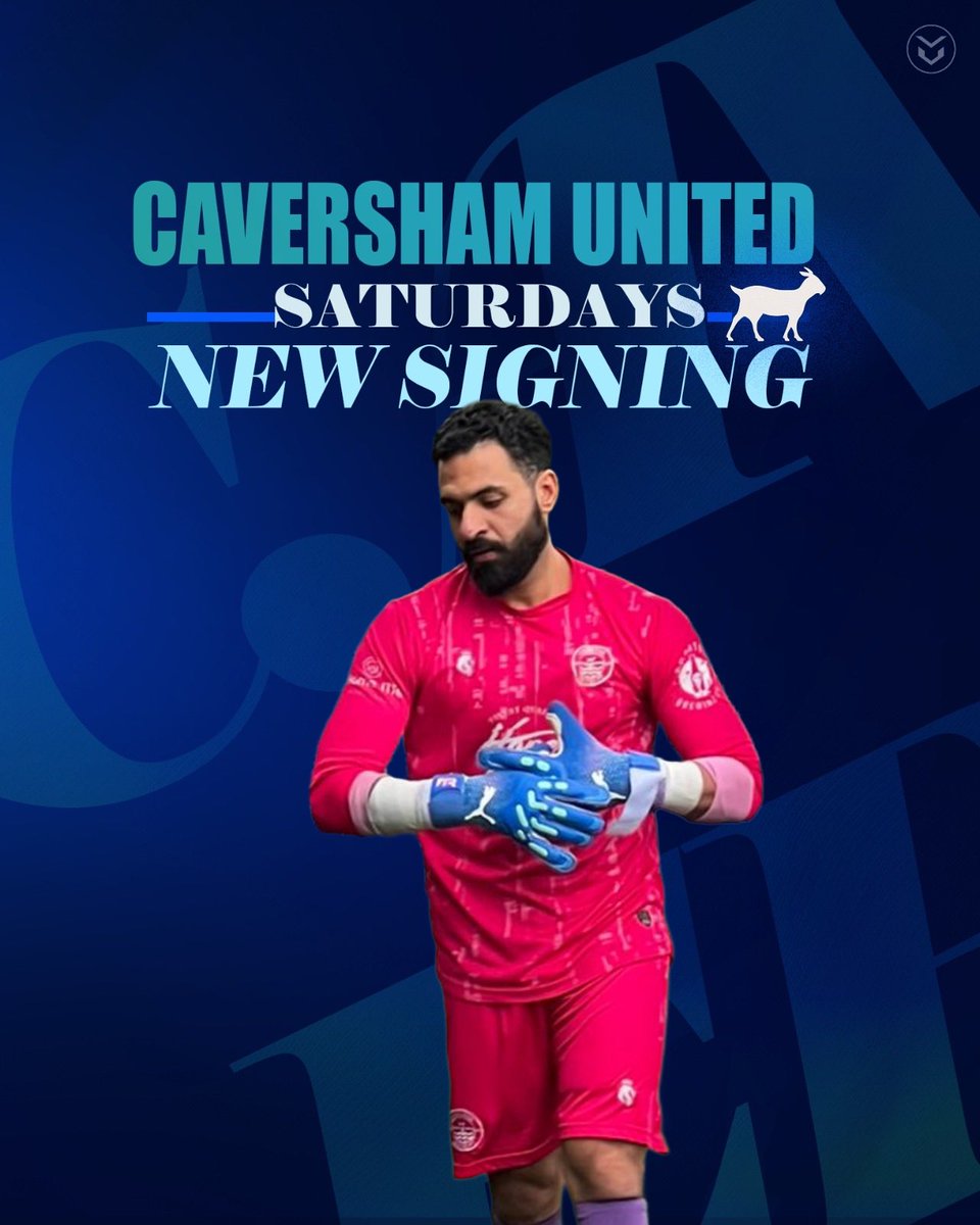 CavershamUnited's tweet photo. ✍️ NEW SIGNING ✍️ 

We are delighted to announce Nabil Osman as our new number 1! 🇪🇬🧤 

A first class shot stopper and an even better bloke, we're delighted to have him with us for our TVPL campaign.

#WeAreUnited https://t.co/f8tXuSX0V9