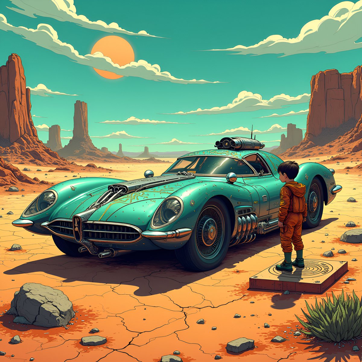 PromptSin's tweet photo. Just a kid and his spaceshipโฆ or his future classic? ๐โจ Who's ready for an adventure? #DreamBig #FutureRacer https://t.co/cisOO5UCbR