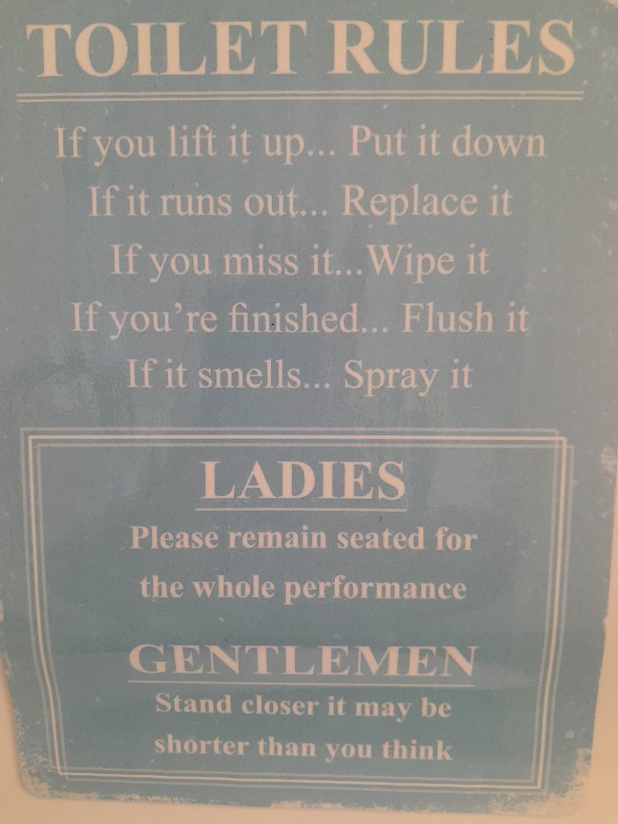 zed030578's tweet photo. 🤣 This bathroom sign went full stand-up routine:

Ladies: “Remain seated for the whole performance.”

Gents: “Stand closer, it may be shorter than you think.”

Funny or flush-worthy? 💧😂
#ToiletHumor #FunnySigns

✅ Harmless joke

❌ Offensive stereotype

🤷 Just a sign https://t.co/iV4yQhWQUj