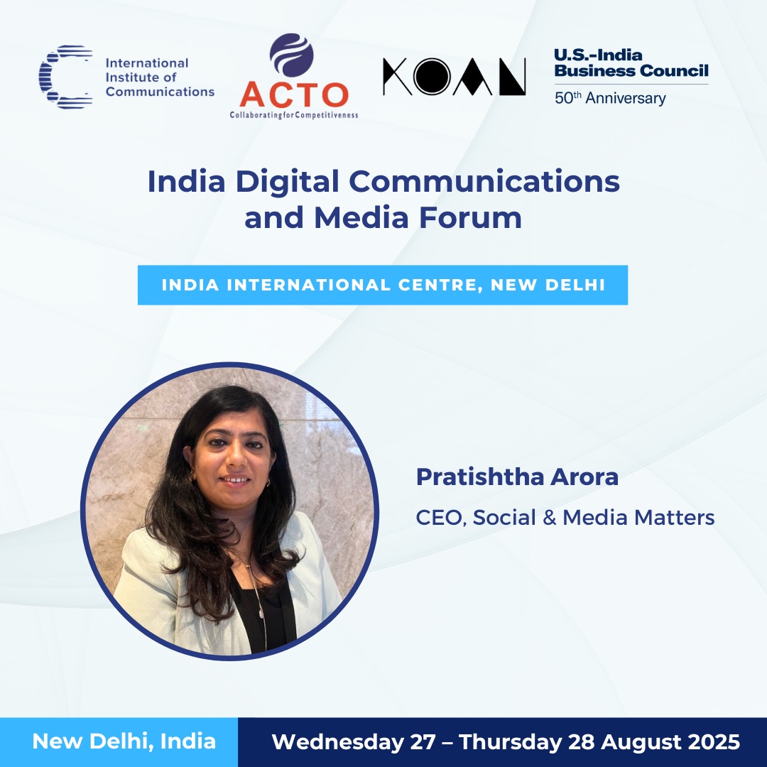 Next week in Delhi: India Digital Communications &amp; Media Forum. We’re talking trust, safety, and smarter digital regulation. Proud to join a panel shaping India’s digital future—alongside tech and government leaders.
