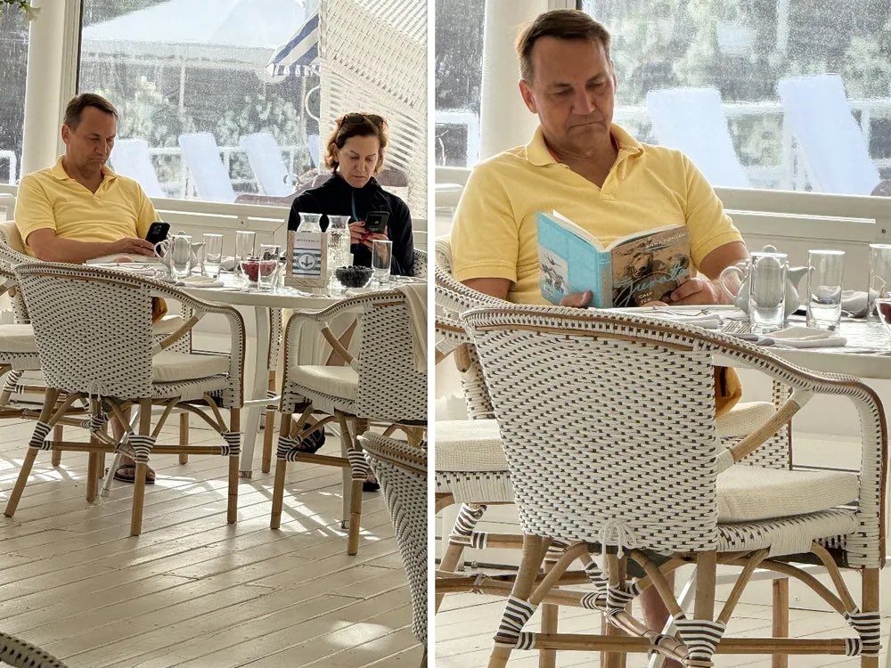 Tomasz Kalinowski (@kalinowski__) on Twitter photo Nie tylko Tusk wypoczywa gdy spadają drony i kasa z KPO przecieka do cwaniaków. Sikorski został przed chwilą złapany przez fotoreportera <a href="/RepublikaTV/">Telewizja Republika 🇵🇱 #włączprawdę</a> w luksusowym hotelu w Juracie. Więcej tutaj: blaskonline.pl/sikorski-z-zon… Nie tylko Tusk wypoczywa gdy spadają drony i kasa z KPO przecieka do cwaniaków. Sikorski został przed chwilą złapany przez fotoreportera <a href="/RepublikaTV/">Telewizja Republika 🇵🇱 #włączprawdę</a> w luksusowym hotelu w Juracie. Więcej tutaj: blaskonline.pl/sikorski-z-zon…