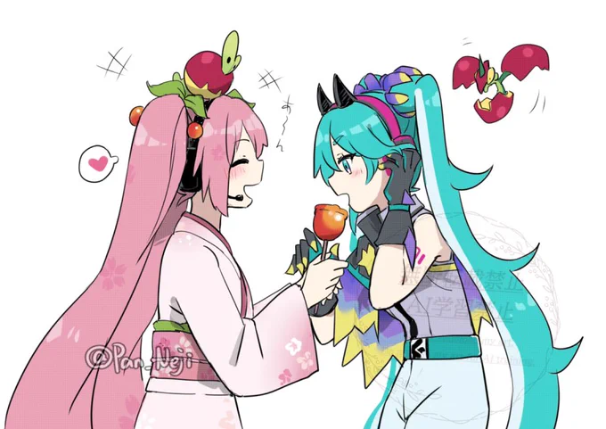 このミクとミクは可愛すぎて描いちゃった.....