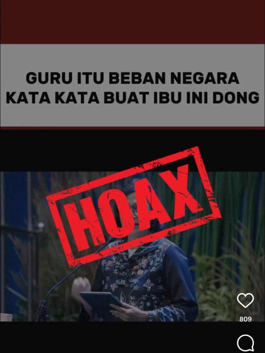 akhlabal's tweet photo. Beredar potongan video yang menampilkan seolah-olah Menteri Keuangan Sri Mulyani menyatakan guru adalah beban negara. Faktanya, video tersebut adalah hasil deepfake dan potongan tidak utuh dari sambutan Menkeu dalam Forum Konvensi Sains, Teknologi, dan Industri Indonesia di ITB https://t.co/wyEkwcUU5f