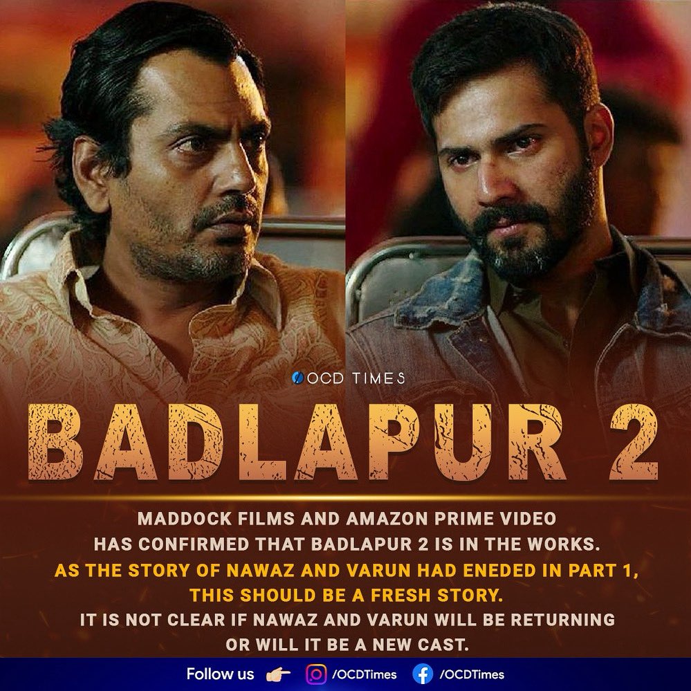 ocdtimes's tweet image. It is also not clear if it will be a theatrical release or directly stream on Amazon Prime Video
.
#OCDTimes #Badlapur #Badlapur2 #VarunDhawan #NawazuddinSiddiqui #MaddockFilms #PrimeVideoIn