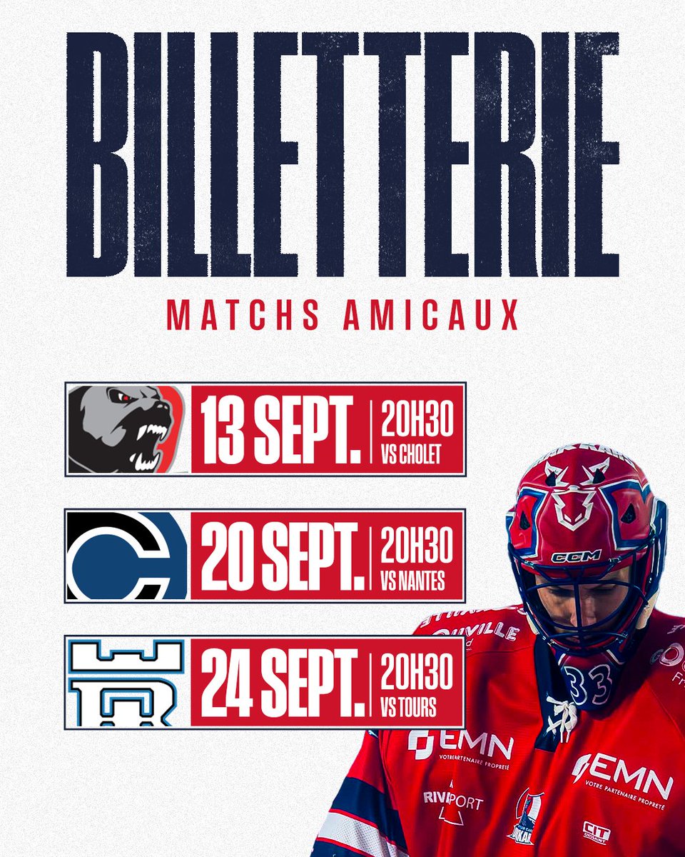 🟦🟥🏒🎟️ 𝗟𝗮 𝗯𝗶𝗹𝗹𝗲𝘁𝘁𝗲𝗿𝗶𝗲 𝗽𝗼𝘂𝗿 𝗹𝗲𝘀 𝗺𝗮𝘁𝗰𝗵𝘀 𝗮𝗺𝗶𝗰𝗮𝘂𝘅 𝗲𝘀𝘁 𝗼𝘂𝘃𝗲𝗿𝘁𝗲 !

Hâte de revenir voir ou découvrir nos Drakkars, version 2025-2026 ?

➡️ contre <a href="/DogsCholet/">DOGS de Cholet Officiel</a> , <a href="/CorsairesNantes/">Corsaires de Nantes</a> et <a href="/rempartstours/">Remparts de Tours</a> 
➡️ 🎟️ hockeyclubcaen.com/billetterie_dr…