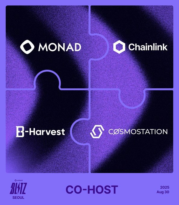 Cosmostation (@cosmostationvd) on Twitter photo Monad builders, it’s your time!⚡️
Come hang out, build, and connect → lu.ma/aa4a8hdk
📅Save the date! 8/30(Sat)
Co-hosted by <a href="/monad/">Monad (mainnet arc)</a>
<a href="/chainlink/">Chainlink</a>
<a href="/CosmostationVD/">Cosmostation</a>
<a href="/B__Harvest/">B-Harvest</a> Monad builders, it’s your time!⚡️
Come hang out, build, and connect → lu.ma/aa4a8hdk
📅Save the date! 8/30(Sat)
Co-hosted by <a href="/monad/">Monad (mainnet arc)</a>
<a href="/chainlink/">Chainlink</a>
<a href="/CosmostationVD/">Cosmostation</a>
<a href="/B__Harvest/">B-Harvest</a>
