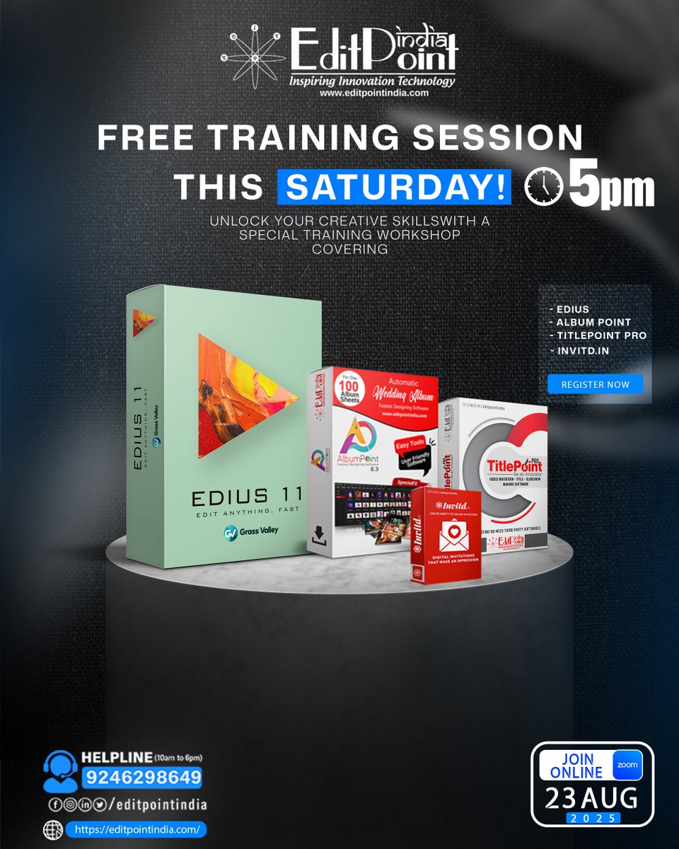 👉 ఎడ్యూస్ లో కొత్తగా వచ్చిన ఆప్షన్స్ ఎన్ని ఉన్నాయో మీకు తెలుసా?
🗓️ఈ *శనివారం సాయంత్రం 5 గంటలకు* జరిగే
*ఉచిత Zoom Training Class* లో జాయిన్ అవ్వండి 🚀
EditPoint India Join Zoom Meeting
us02web.zoom.us/j/85144763129
Meeting ID: 851 4476 3129
Passcode: 8649
📞 హెల్ప్‌లైన్: 9246298649