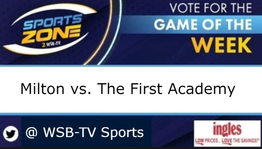 WsbTvZonsports's tweet photo. Game of the Week on Friday night! : @ 7p.

@Royals__FB vs. @MiltonEagles_FB 

More info here: https://t.co/eb9mTv94ET

@TheFirstAcademy @MiltonEaglesAD @JeffTMixon @ChancellorB2026 @DeAndreWC14 @TFA_Athletics @Cjmusclepowell3 @thejaredcrews @ChancellorB2026 @DeAndreWC14 https://t.co/XQqQu2nUT3