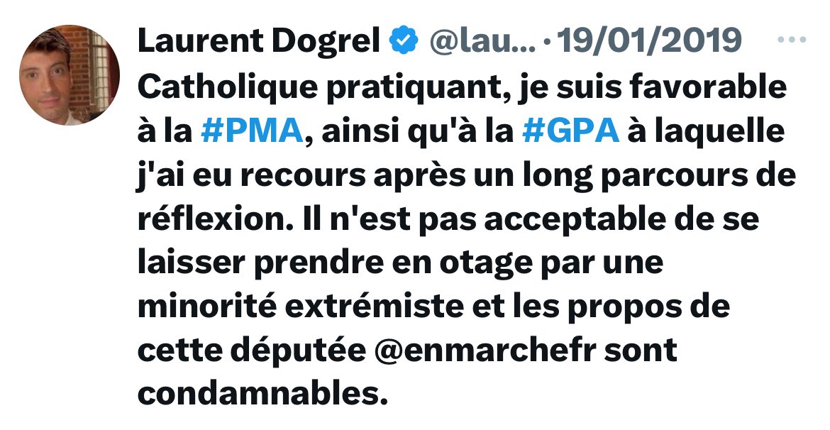 Lycrem 3.0 ☨ 🇫🇷🇪🇺 ☨ (@lycrem3) on Twitter photo ➡️Hier, <a href="/laurentdogrel/">Laurent Dogrel</a> vous étiez pour la GPA et une loi rapide. Aujourd’hui, votre anti-Attalisme vous fait renoncer à ce combat.
La #GPA éthique mérite mieux que des postures. Soutien à <a href="/GabrielAttal/">Gabriel Attal</a>.✅ ➡️Hier, <a href="/laurentdogrel/">Laurent Dogrel</a> vous étiez pour la GPA et une loi rapide. Aujourd’hui, votre anti-Attalisme vous fait renoncer à ce combat.
La #GPA éthique mérite mieux que des postures. Soutien à <a href="/GabrielAttal/">Gabriel Attal</a>.✅