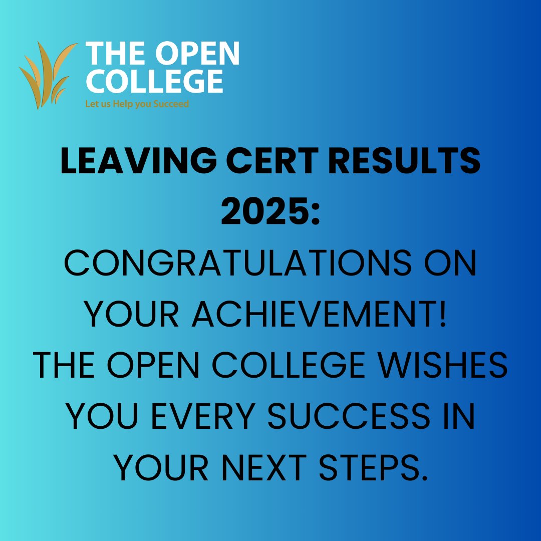 The Open College (@theopencollege) on Twitter photo 🎓 Best of luck to all Leaving Cert students receiving results today! 🌟
Remember: there are many pathways to your future — your results are just the beginning. 💡
Read 👉 theopencollege.com/the-open-colle…
Listen 👉 theopencollege.com/podcast-series/
#LeavingCertResults #TheOpenCollege 🎓 Best of luck to all Leaving Cert students receiving results today! 🌟
Remember: there are many pathways to your future — your results are just the beginning. 💡
Read 👉 theopencollege.com/the-open-colle…
Listen 👉 theopencollege.com/podcast-series/
#LeavingCertResults #TheOpenCollege