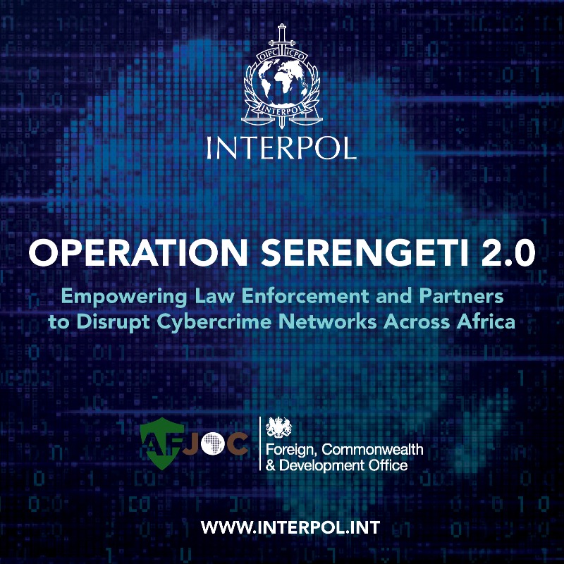 INTERPOL_HQ's tweet photo. African authorities dismantle massive cybercrime &amp; fraud networks.

In a sweeping INTERPOL-coordinated operation, authorities arrested 1,209 cybercriminals targeting nearly 88,000 victims. The crackdown recovered USD 97.4 million and dismantled 11,432 malicious infrastructures.