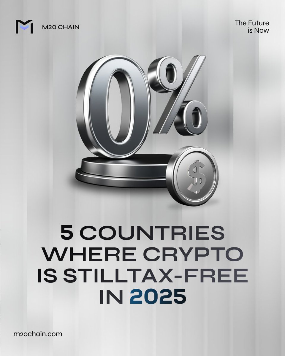 m20blockchain's tweet image. Looking for crypto-friendly tax havens in 2025? 🤩

Here are five countries offering legal, zero-tax treatment on #crypto gains, and yes, they’re still fully legit 🙂‍↕️

Cayman Islands 🇰🇾 : No income, capital gains, or corporate taxes, plus a clear regulatory framework.

United…