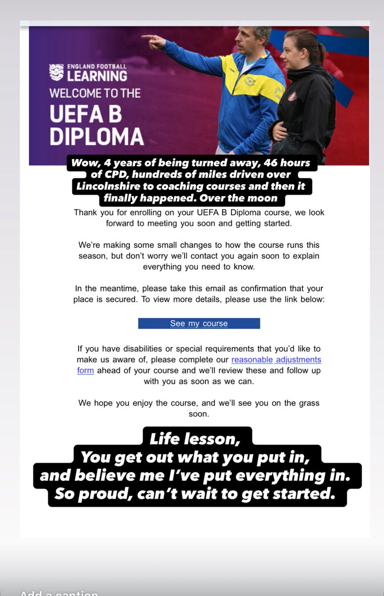 4 years of no, finally yes. Thanks to all that said keep going, wife, family &amp; friends. Massive thanks to Callum at <a href="/Holbeach_UtdFC/">Holbeach United FC</a> for believing in me, 
<a href="/Coach_Temisan/">Temisan Williams</a> for the help, &amp; my mate <a href="/GreggSmith10/">Gregg Smith</a> for telling me to never give up, stop bloody whinging &amp; get a grip 😅