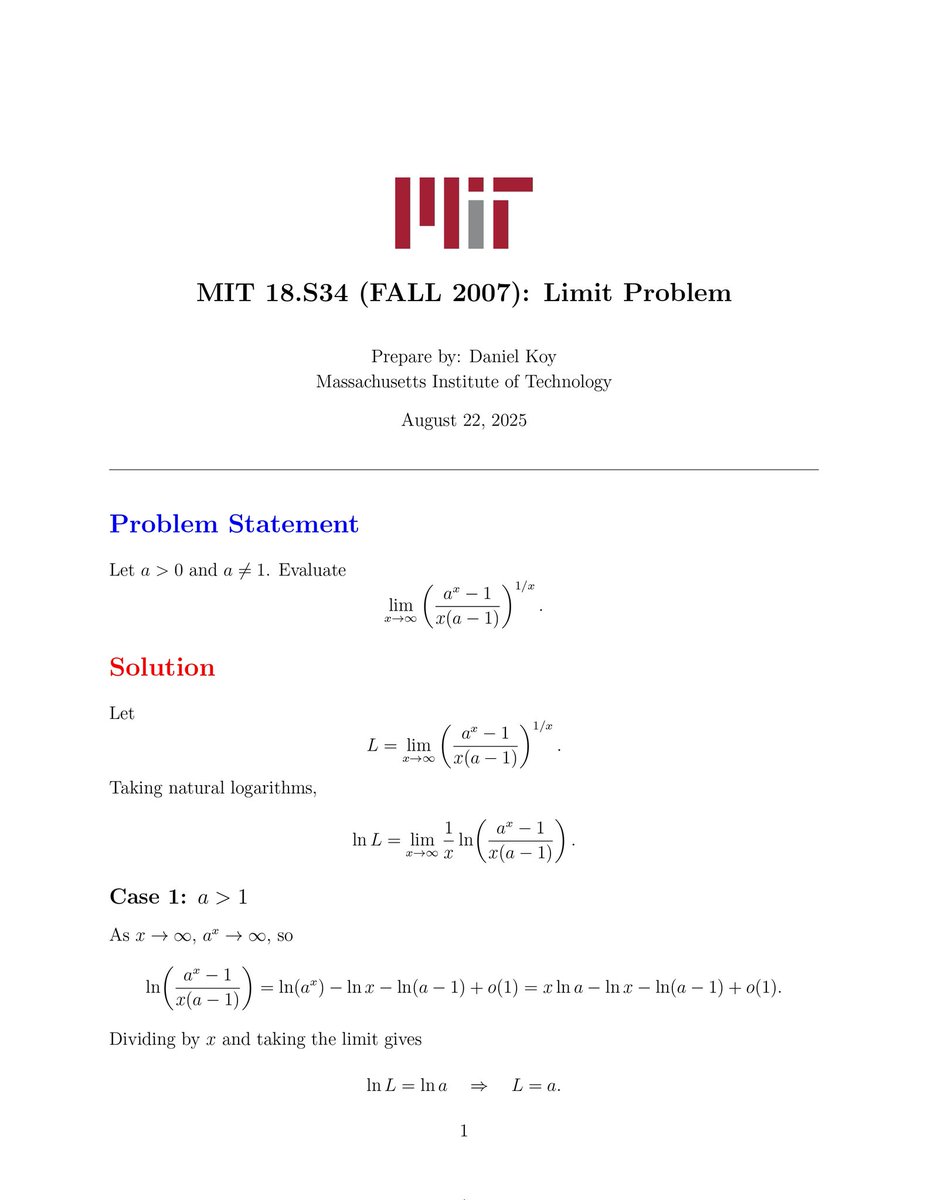DanielTaohu's tweet photo. Solution to the Limit problem from Massachusetts Institute of Technology MIT.
Prepared by: Daniel Koy
#Maths #MIT #limitproblem 
#Cambodia #America #massachussetts #engineering https://t.co/rqxTTjV81s