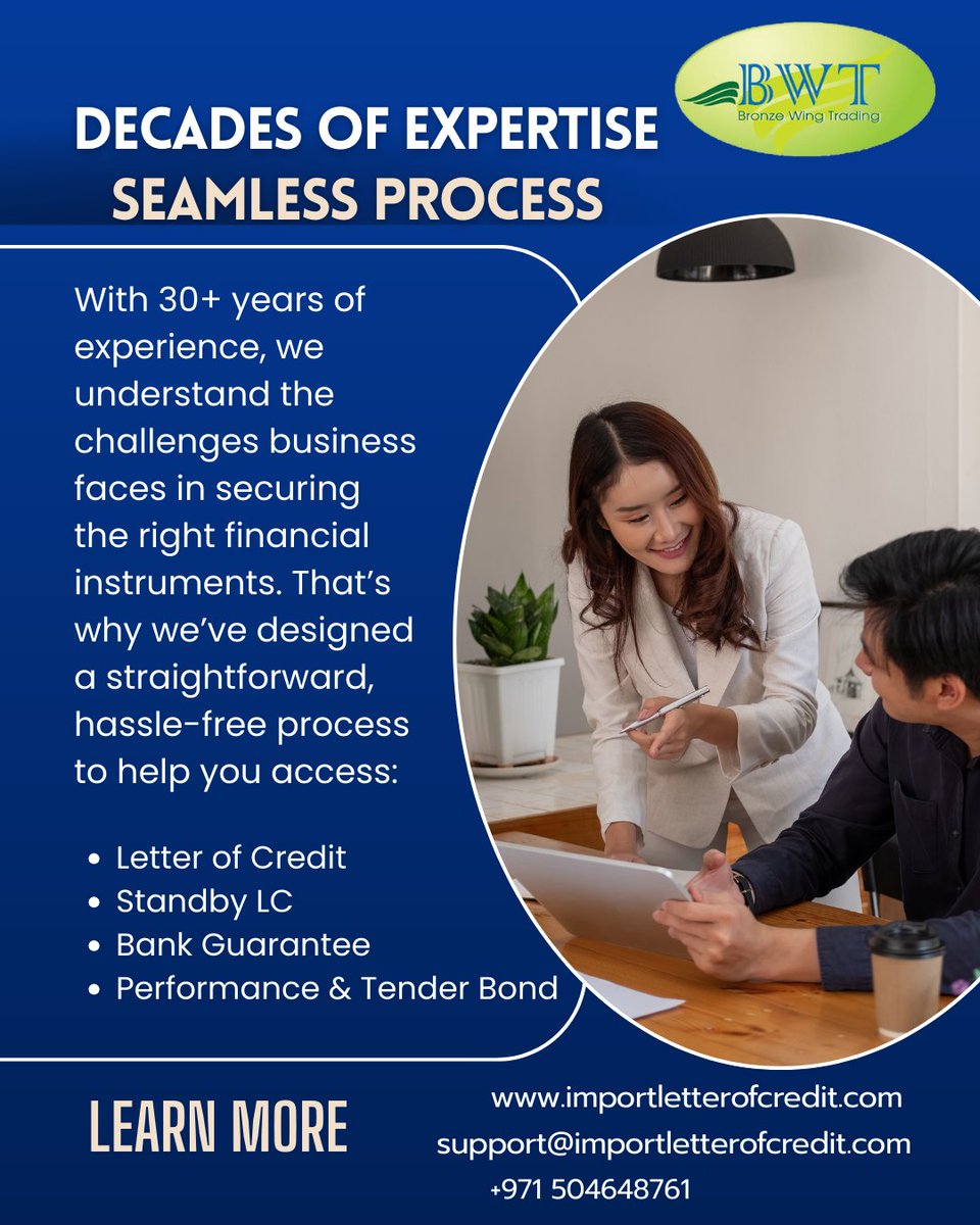 LettersofCredit's tweet photo. We've designed a straightforward, hassle-free process to help you access Letter of Credit, Standby LC, Bank Guarantee, Performance &amp; Tender Bonds.

Contact us now:
🌐 https://t.co/6sJywUVjVj
💻 support@importletterofcredit.com
📲 +971 504648761 https://t.co/RTRSA3OJFN