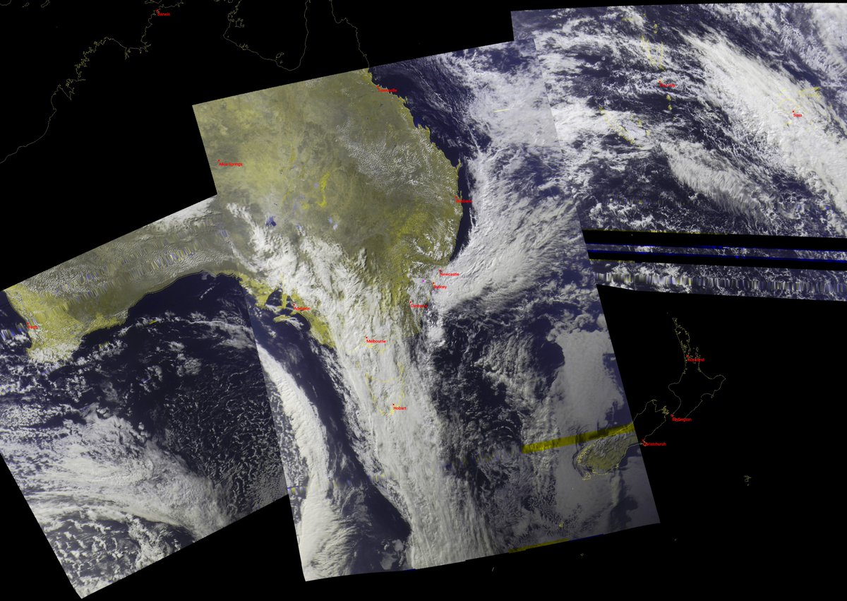 #MeteorMN2_4 afternoon composite 22 Aug AEST
#Satdump, #QFH, #Nooelec Noaa, #RTLSDR
#weather #LRPT #Satellite #Australia #NewZealand