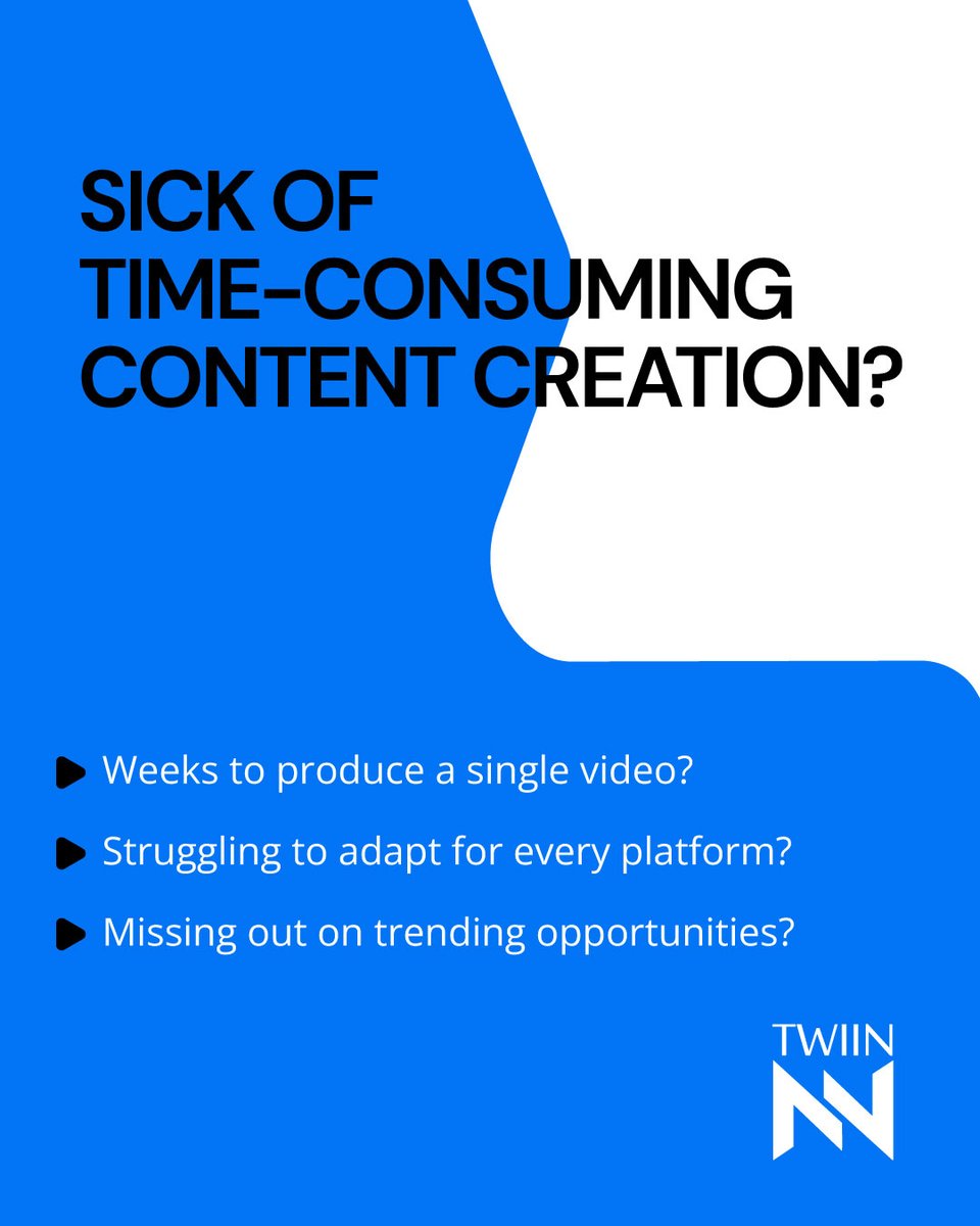 AiTwiin's tweet image. ⏳ Your Time Is Precious
With TWIIN, skip the long hours of shooting, editing &amp;amp; re-editing get social media–ready formats in minutes.

🚀 Create smarter, not harder.
👉 That’s the TWIN Effect.
Start today at aitwiin.com

#ContentCreationMadeEasy #RepurposeContent