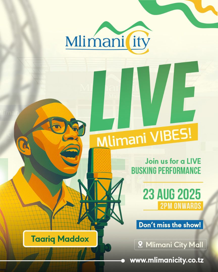 mlimanicitymall's tweet photo. Get Ready and Excited for an Amazing Live Busking Performance🎤🎶 by Taariq Maddox at Mlimani City Mall! 

Join us on 23 AUGUST 2025, from 02:00 PM Onwards for #MlimaniVibes! Don’t Miss Out! 🎶 

#MlimaniCity #LiveMusic #Mall #MlimaniVibes #LIVE   #Daressalaam #Tanzania https://t.co/gs0AveK6Wc
