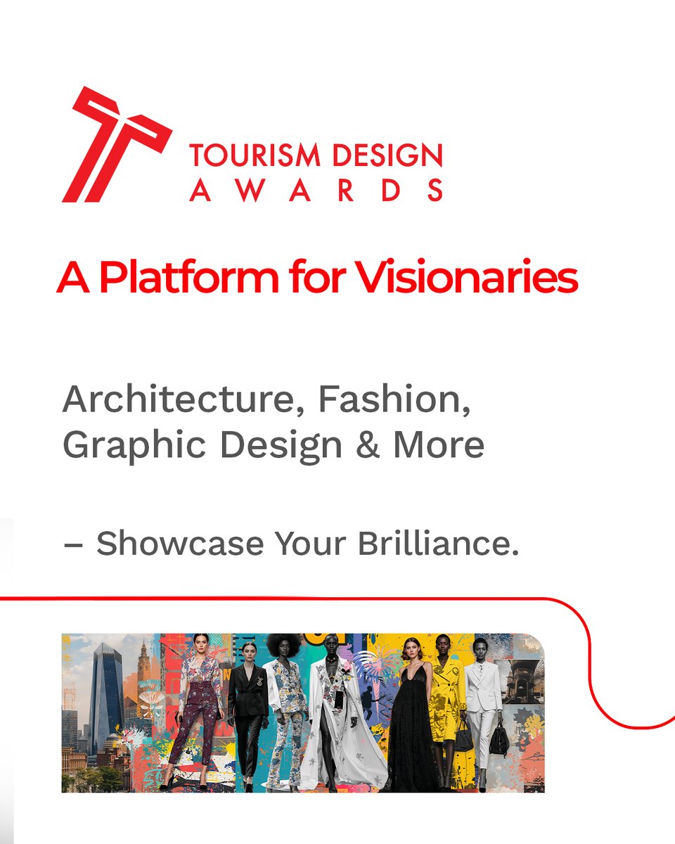 TDAwards's tweet photo. ✨ A Platform for Visionaries ✨

Architecture, fashion, graphic, digital and more – celebrating visionary talent across every discipline of design. 🎨🏛️🖼️

#TourismDesignAwards https://t.co/2cF5335Guv