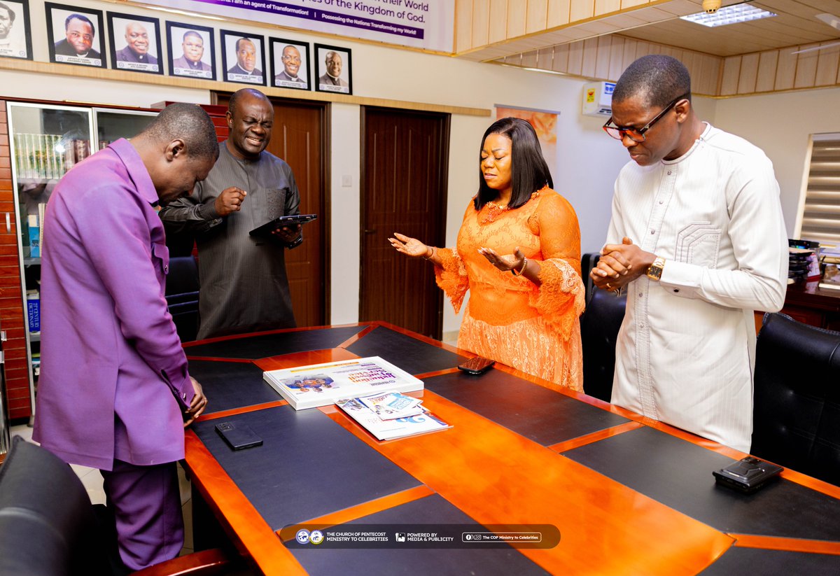 TheCOPMTC's tweet photo. On Tuesday, August 5, 2025, we witnessed a truly special moment as Apostle Samuel Gyau Obuobi, General Secretary of THE CHURCH OF PENTECOST, had the first listen to NYAME YƐ (God Is Good), the new single by our Executive Member, Deaconess Piesie Esther Ministries. https://t.co/YL8tAQdfYx