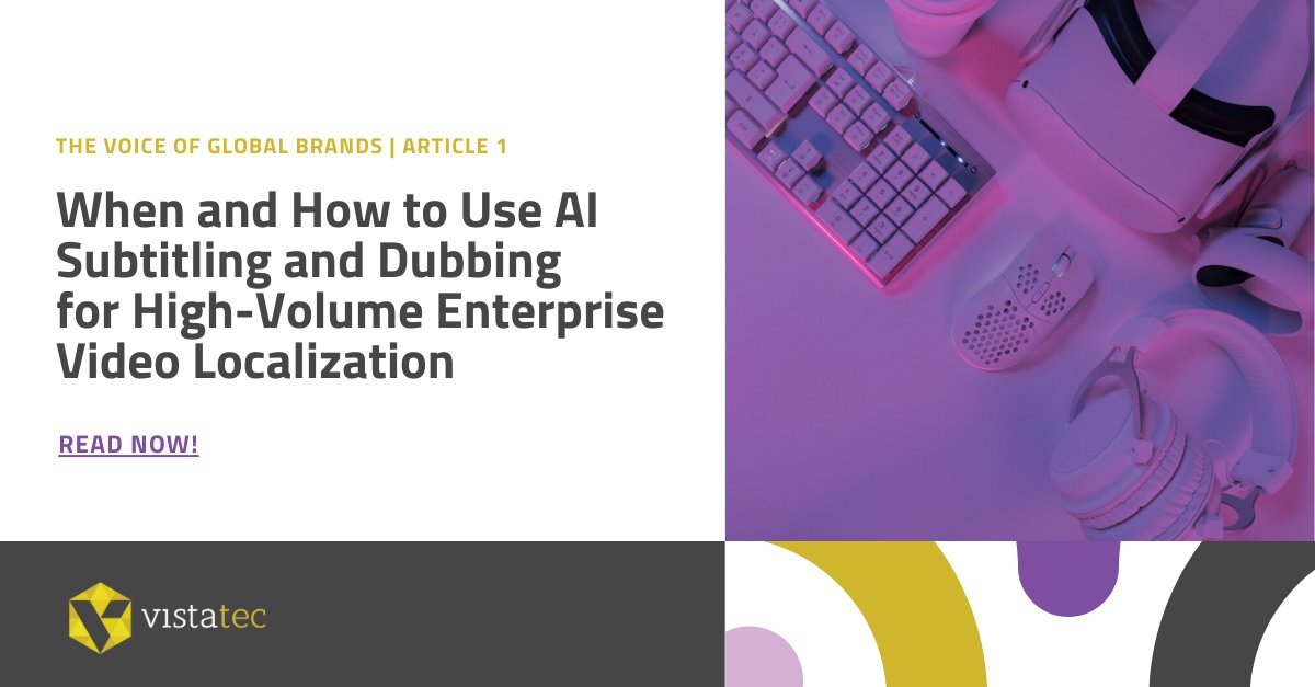 Traditional dubbing is often time-consuming and expensive. AI subtitling and dubbing offer a solution that provides top-quality results for video localization. Discover how this advanced technology can enhance your video content. vistatec.com/when-and-how-t…

#VoiceOfGlobalBrands