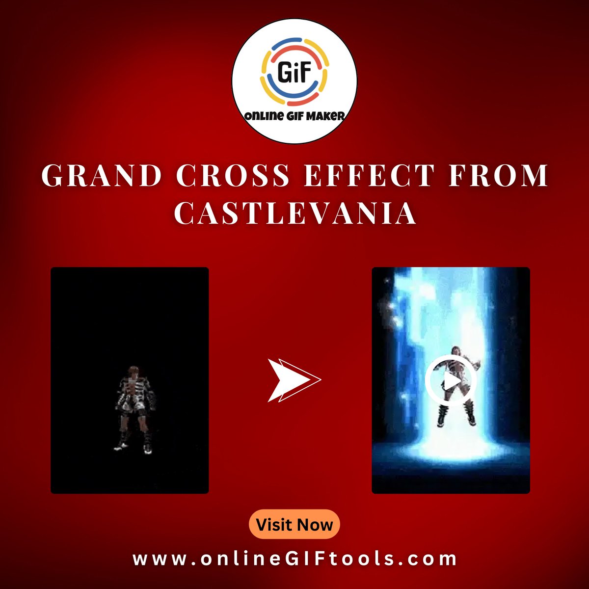 GifMaker90895's tweet image. This example uses an animation from the game Castlevania, featuring Simon Belmont performing his special attack: Grand Cross (an ultimate attack involving very large crosses which deal heavy Holy-based damage).
Try our Tool: onlinegiftools.com/convert-gif-to…
#gifconversion #webpformat
