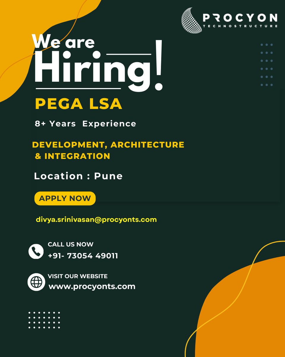 procyon_ts's tweet image. Lead the change, architect the future...

#Pega #PegaLSA #PegaDeveloper #LeadSystemArchitect #PegaSolutions #PegaCommunity #DigitalTransformation #Automation #AI #MachineLearning #LowCode #EnterpriseSolutions #BusinessAgility #ProcessAutomation #CareerGrowth #TechCareers #hiring