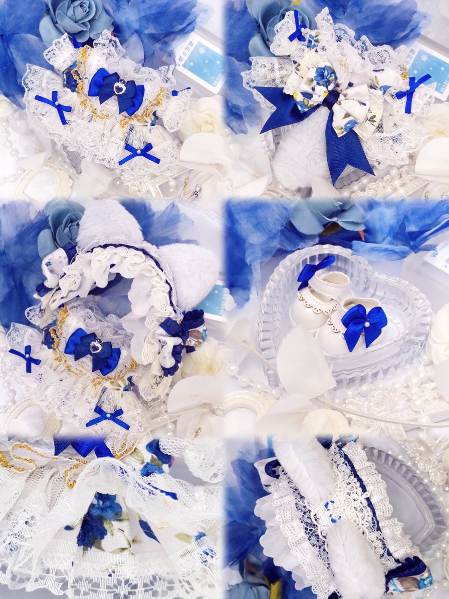 🤍新作💙 いつぬいのドレスとヘッドドレスセットを制作しました✨ 白と