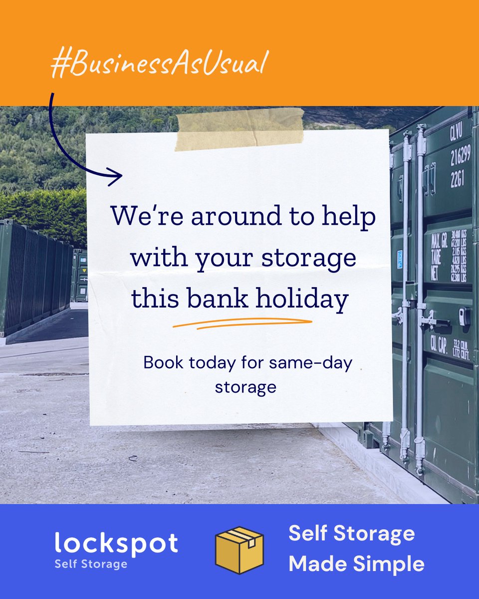 𝐇𝐚𝐩𝐩𝐲 𝐁𝐚𝐧𝐤 𝐇𝐨𝐥𝐢𝐝𝐚𝐲 𝐟𝐫𝐨𝐦 𝐚𝐥𝐥 𝐨𝐟 𝐮𝐬 𝐚𝐭 𝐋𝐨𝐜𝐤𝐬𝐩𝐨𝐭! 💙

Whether you’re spending today relaxing, tackling a project, or enjoying family time – you can count on your belongings being safe and secure with us. 📦🛡️

#Lockspot #AugustBankHoliday