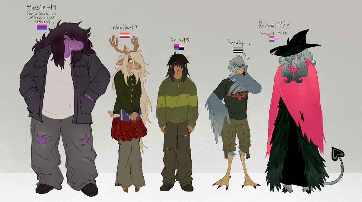 #deltarune finally did a lineup of my designs + hcs