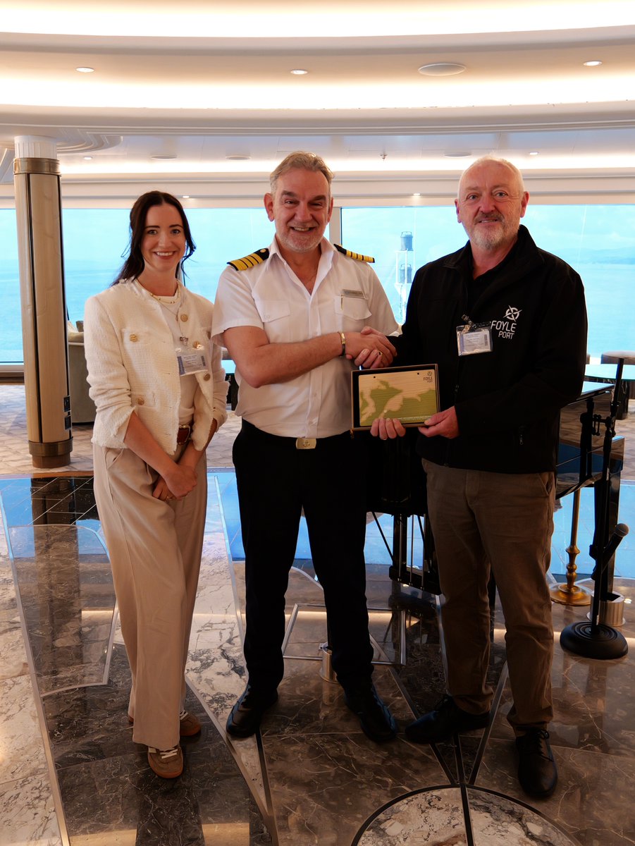 FoylePort's tweet image. We had the honour of welcoming @regentcruises Seven Seas Grandeur on her maiden call to the Foyle!🎊

Thanks to Capt Mertzanis for kindly hosting us onboard the luxurious vessel. We are always delighted to welcome new ships and look forward to many more calls in the future!