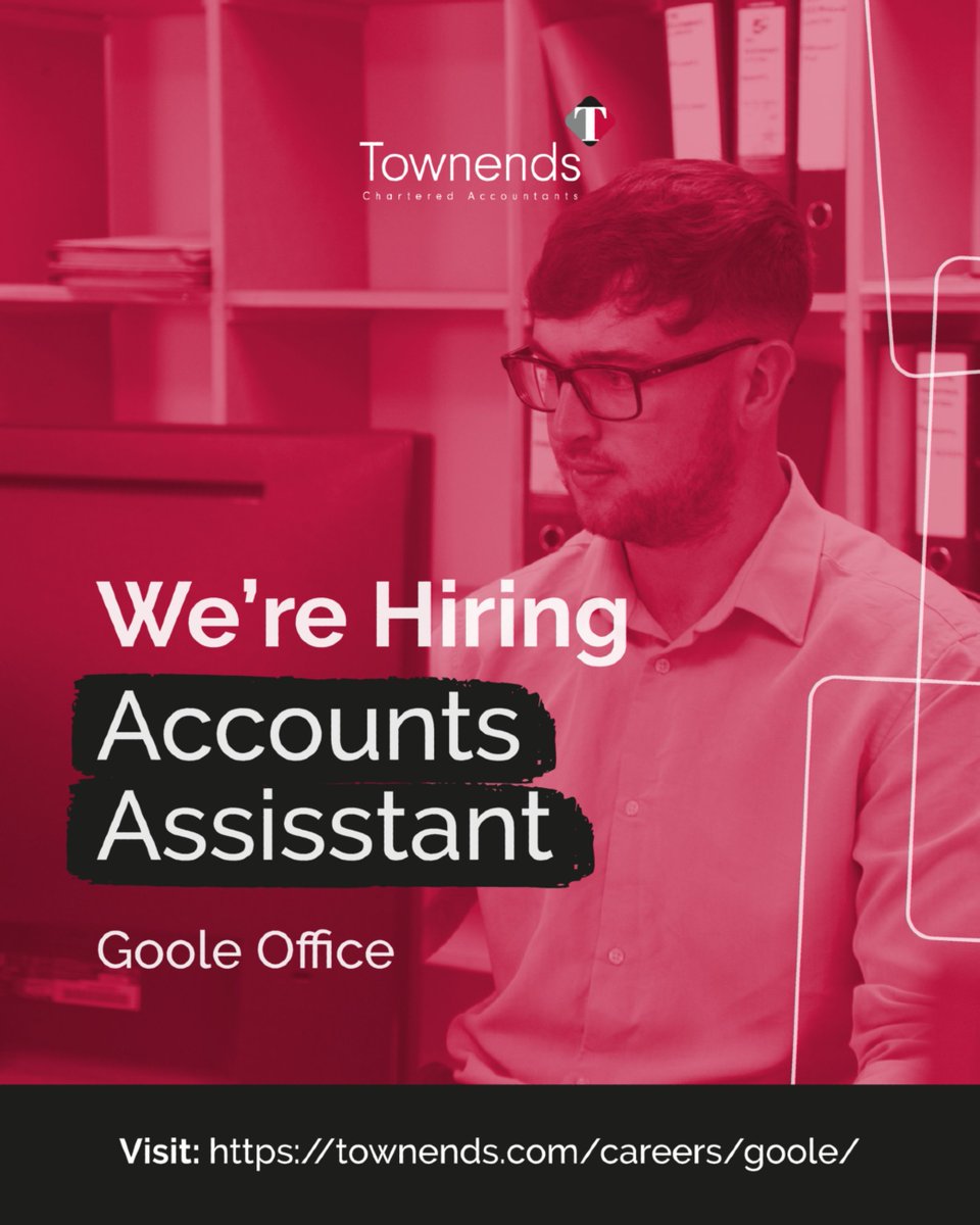Looking for your next role in accounting? 

We're looking for the next member of our team. 

We're hiring for an Accounts Assistant in our Goole Office. 

Find out more here: townends.com/careers/goole/…