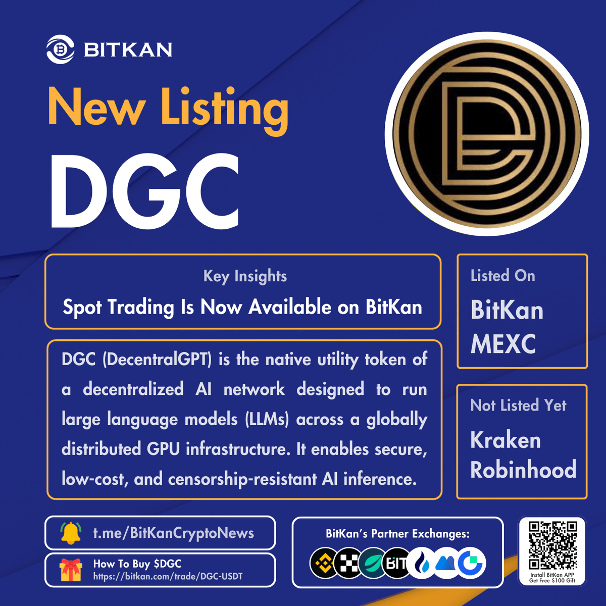 BitKanOfficial's tweet image. 🔥 New Listing: @DecentralGPT #DGC spot trading pair is now available for trade on BitKan Crypto Exchange 

$DGC Spot Trading Pair:
bitkan.com/trade/DGC-USDT…

Official #BitKan Announcement
bitkan.com/notices/detail…

Free $100 New User Sign-Up Gift:
bitkan.com/account/signup…