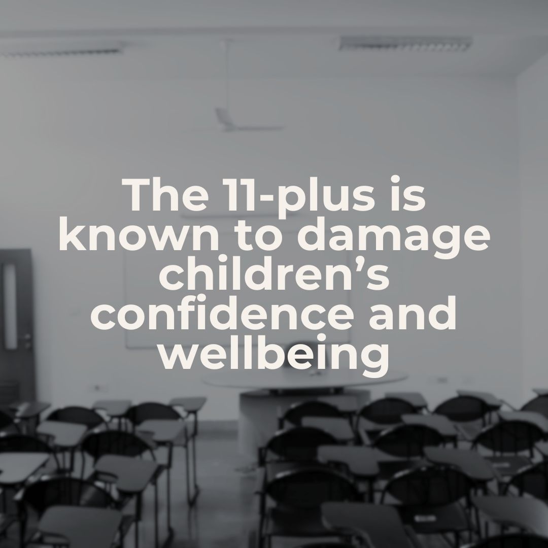 Research shows the 11-plus harms wellbeing and damages academic confidence. High-stakes tests have no place in primary school. comprehensivefuture.org.uk/research-about…